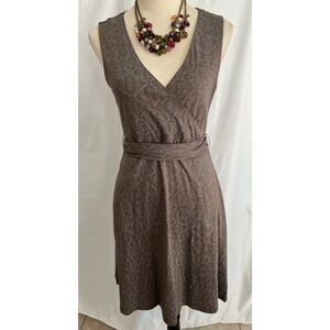 Toad & Co Brown‎ and Blue V-Neck Sleeveless MIDI Wrap Dress Size Medium